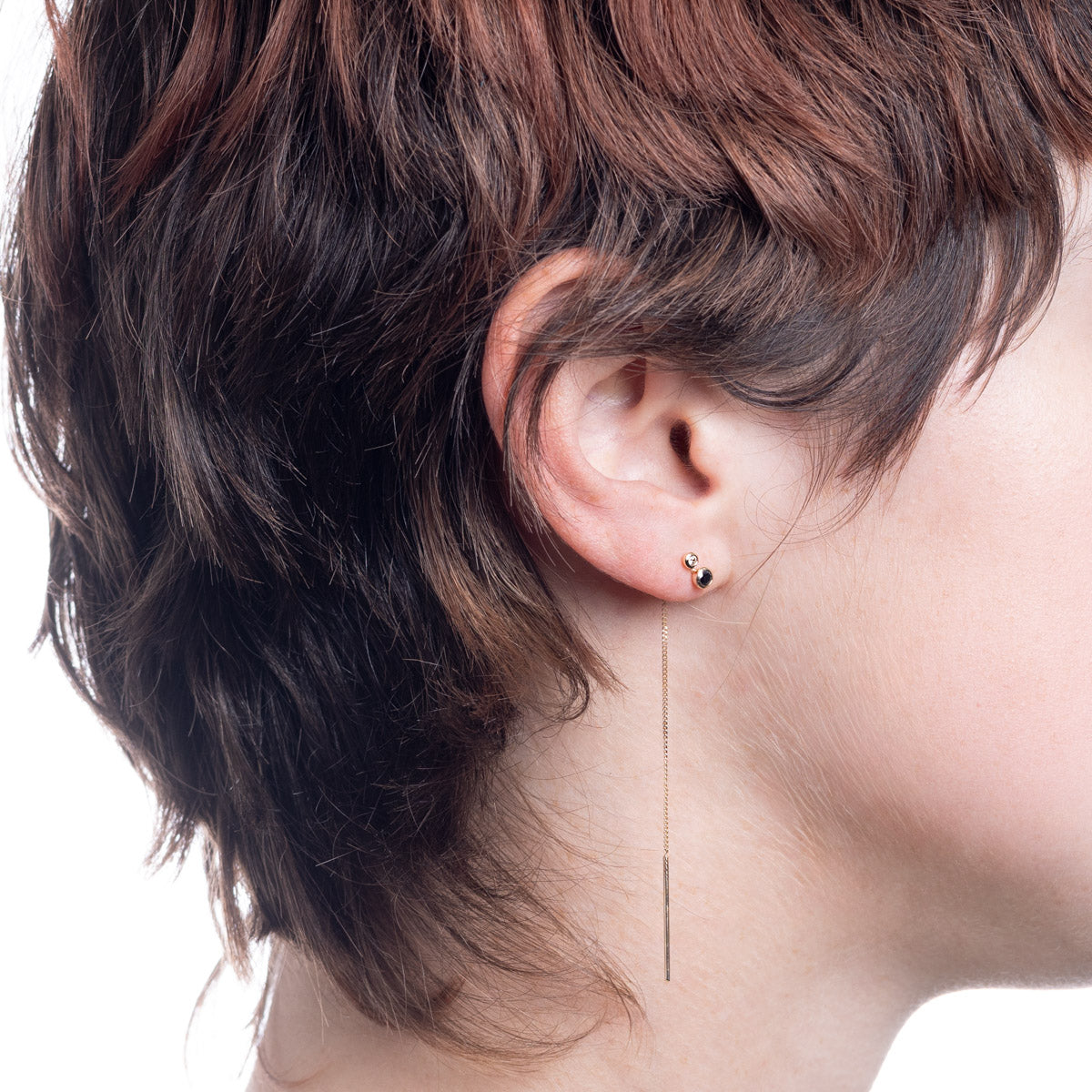 DROSERA Black Diamond and Diamond Chain Earring