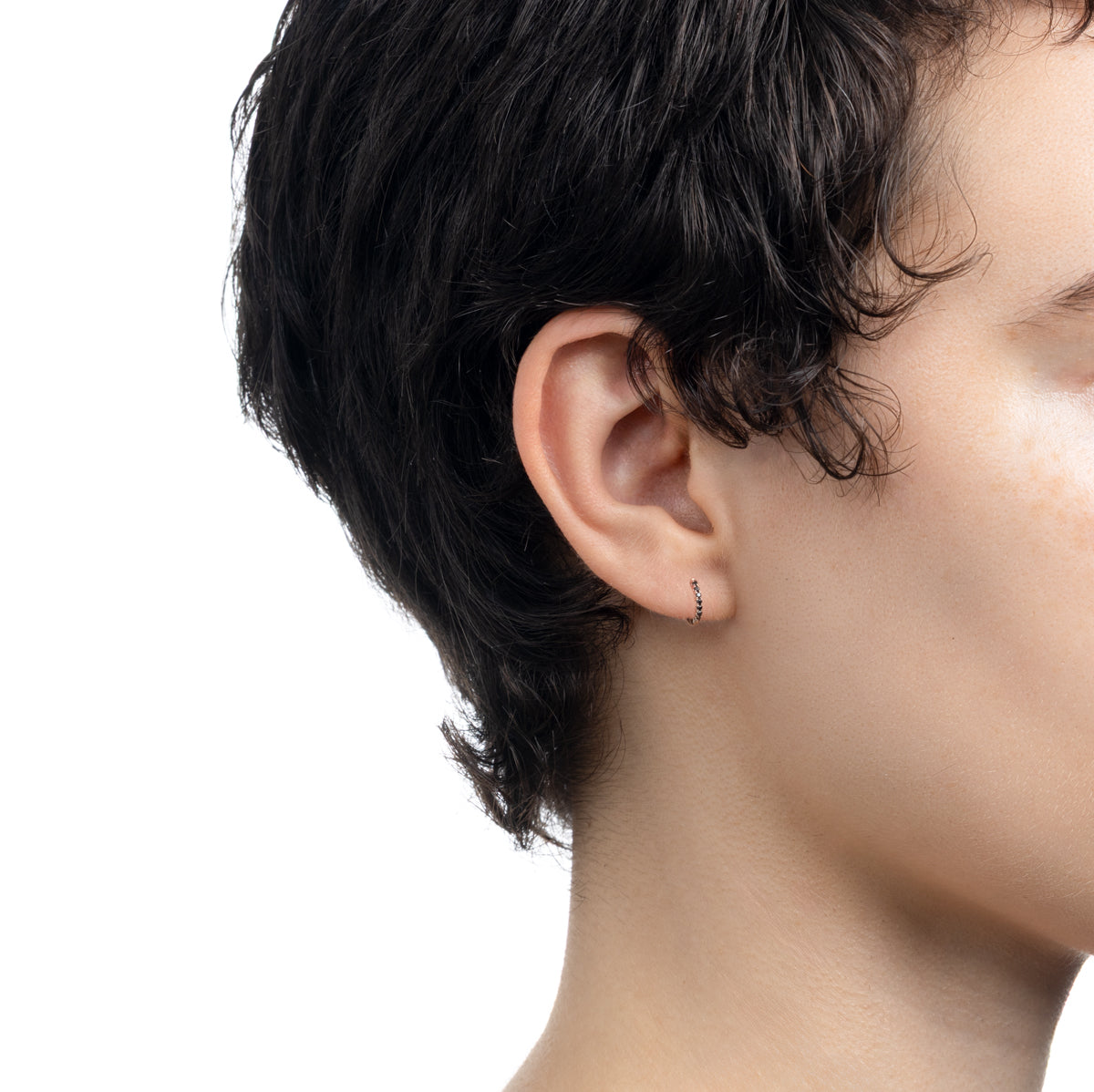 MANHATTAN Reversible Black Diamond and Diamond Hoop Earring