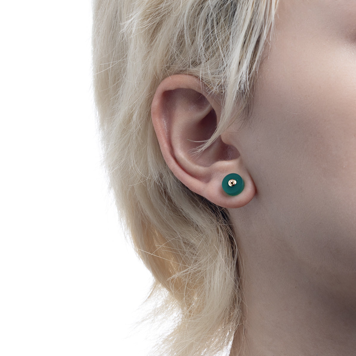 BIRD OF PARADISE Oblong Bird's Eye Earring, Amethyst Green Agate