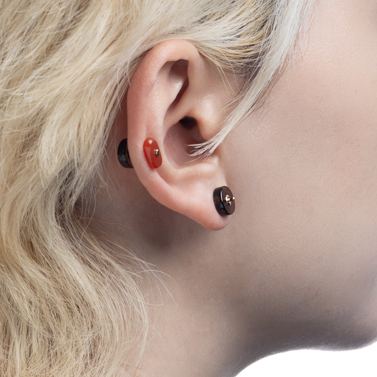 BIRD OF PARADISE Oblong Bird's Eye Earring, Carnelian Smorky Quartz