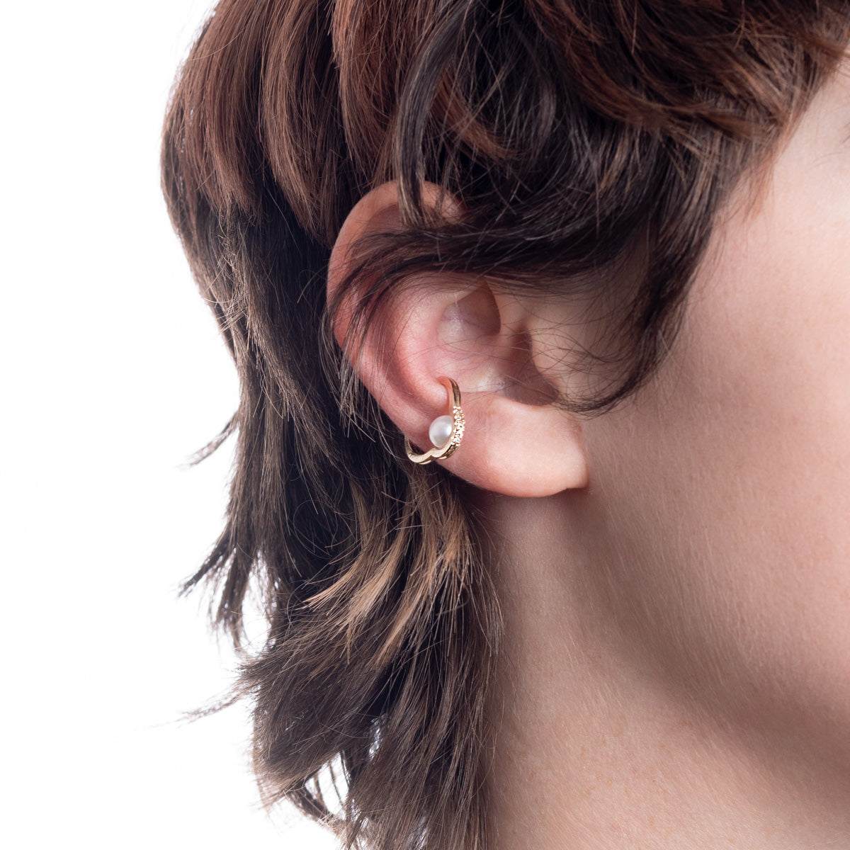 Mini BELUGA Diamond Akoya Pearl Ear Cuff