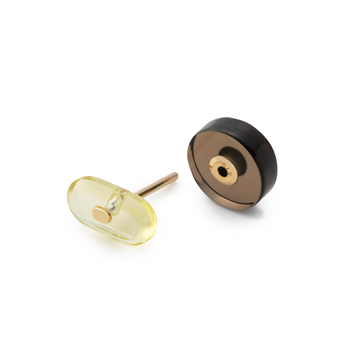 BIRD OF PARADISE Oblong Bird's Eye Earring, Lemon Quartz Smorky Quartz