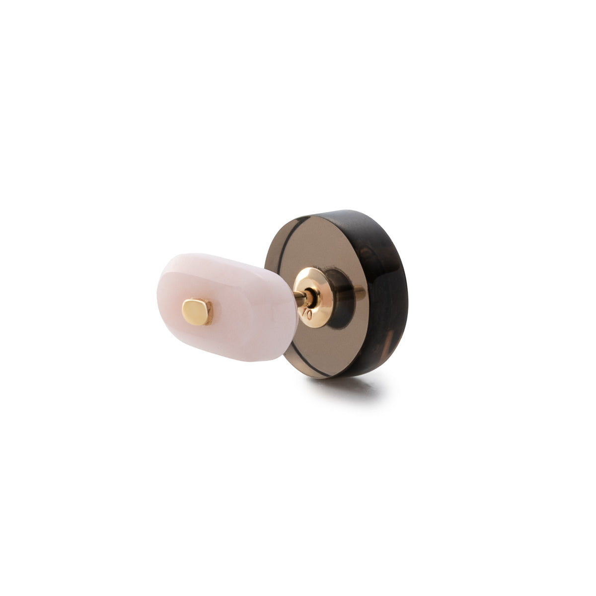 BIRD OF PARADISE Oblong Bird's Eye Earring, Pink Opal Smorky Quartz
