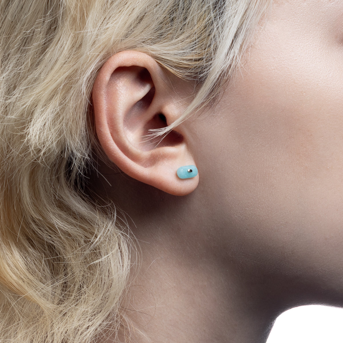 BIRD OF PARADISE Oblong Bird's Eye Earring, Amazonite Quartz