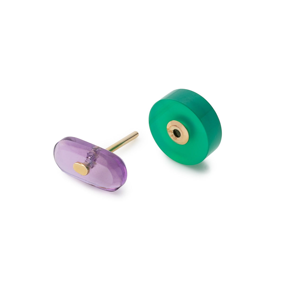 BIRD OF PARADISE Oblong Bird's Eye Earring, Amethyst Green Agate