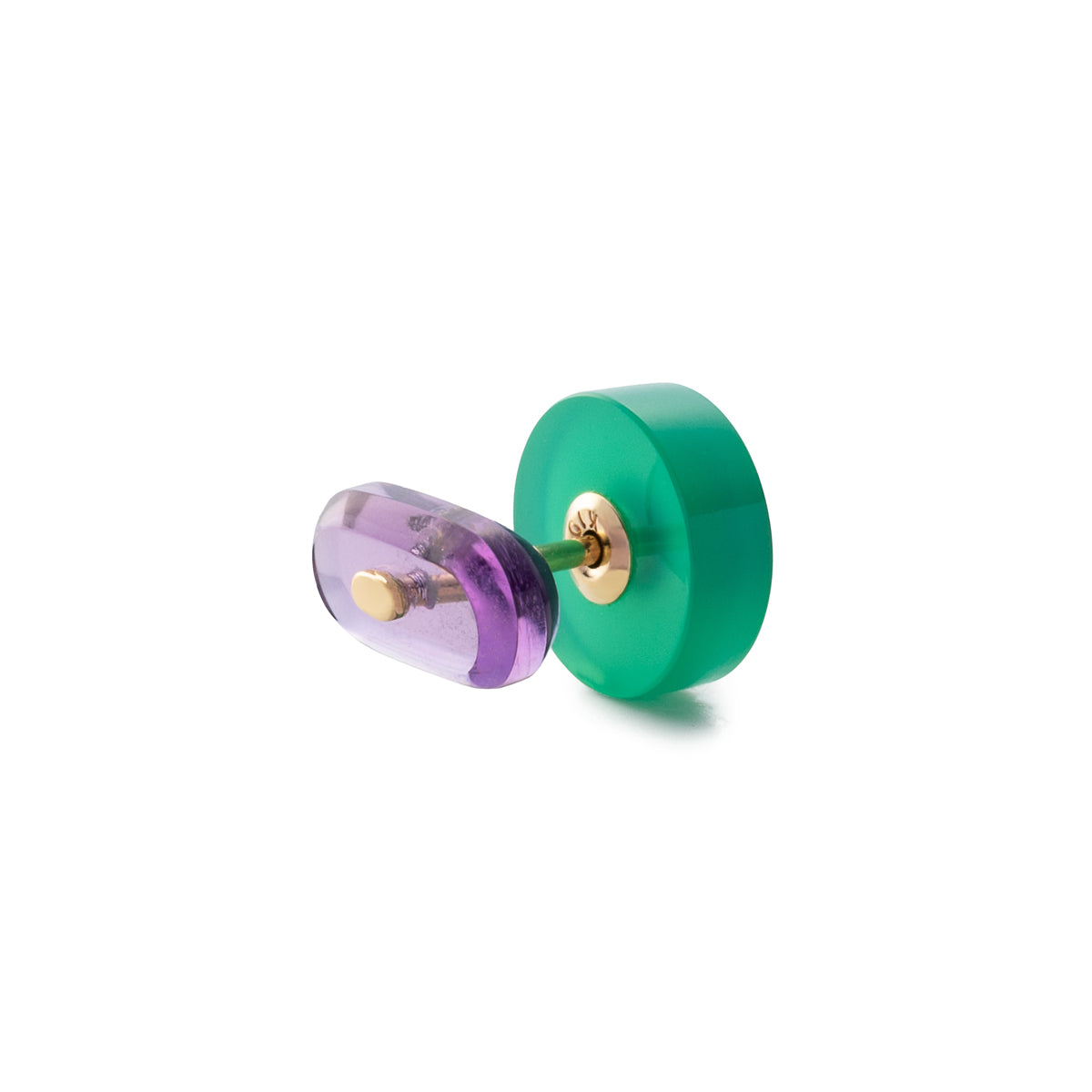 BIRD OF PARADISE Oblong Bird's Eye Earring, Amethyst Green Agate