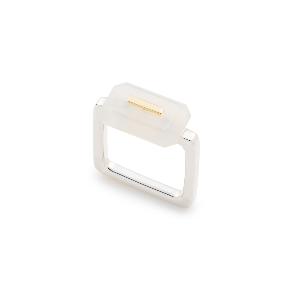 BIRD OF PARADISE Square Ring, White Chalcedony