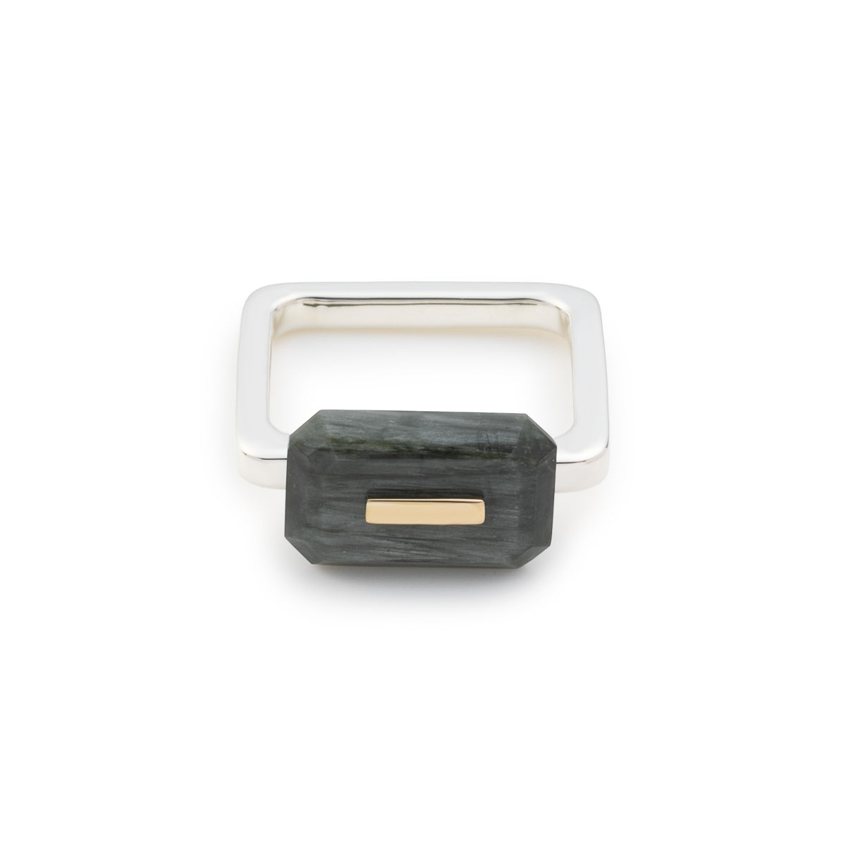 BIRD OF PARADISE Square Ring, Cat's eye quartz