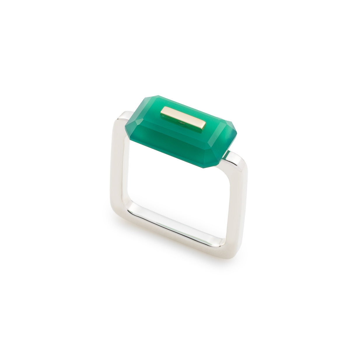 BIRD OF PARADISE Square Ring, Green Agate