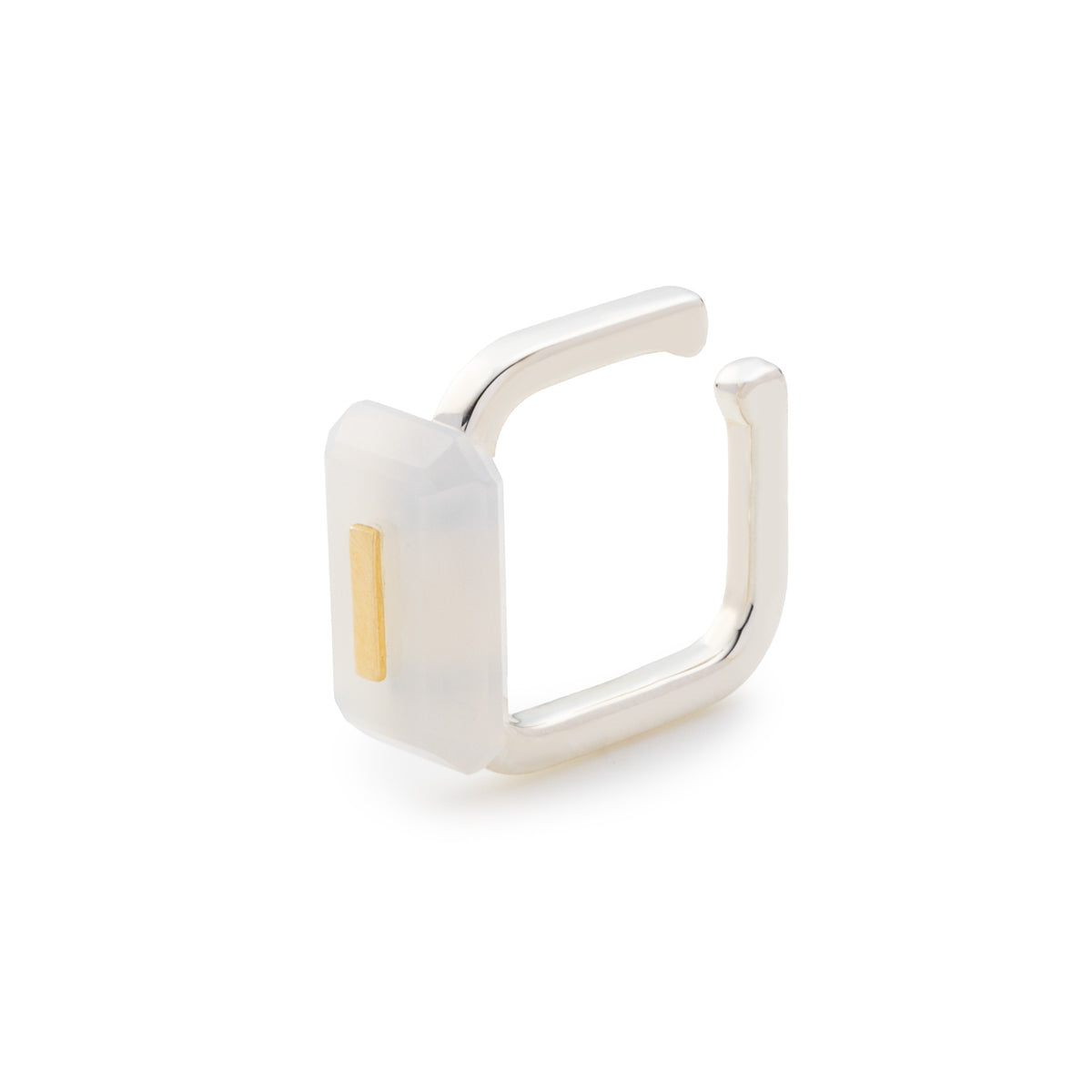 BIRD OF PARADISE Square Ear Cuff, Whire Chalcedony