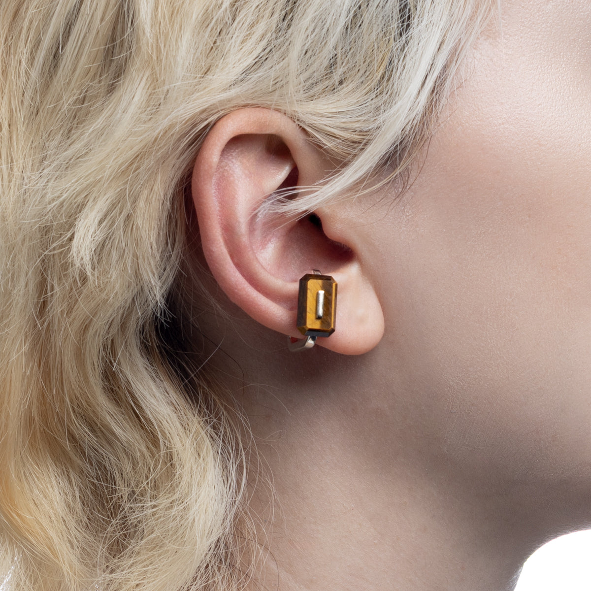 BIRD OF PARADISE Square Ear Cuff, Tiger's eye