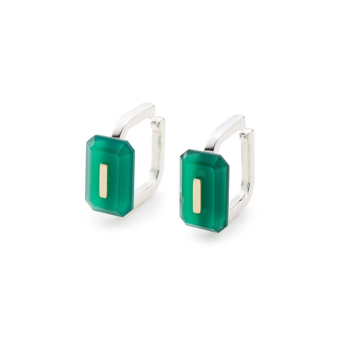 BIRD OF PARADISE Square Ear Cuff, Green Agate