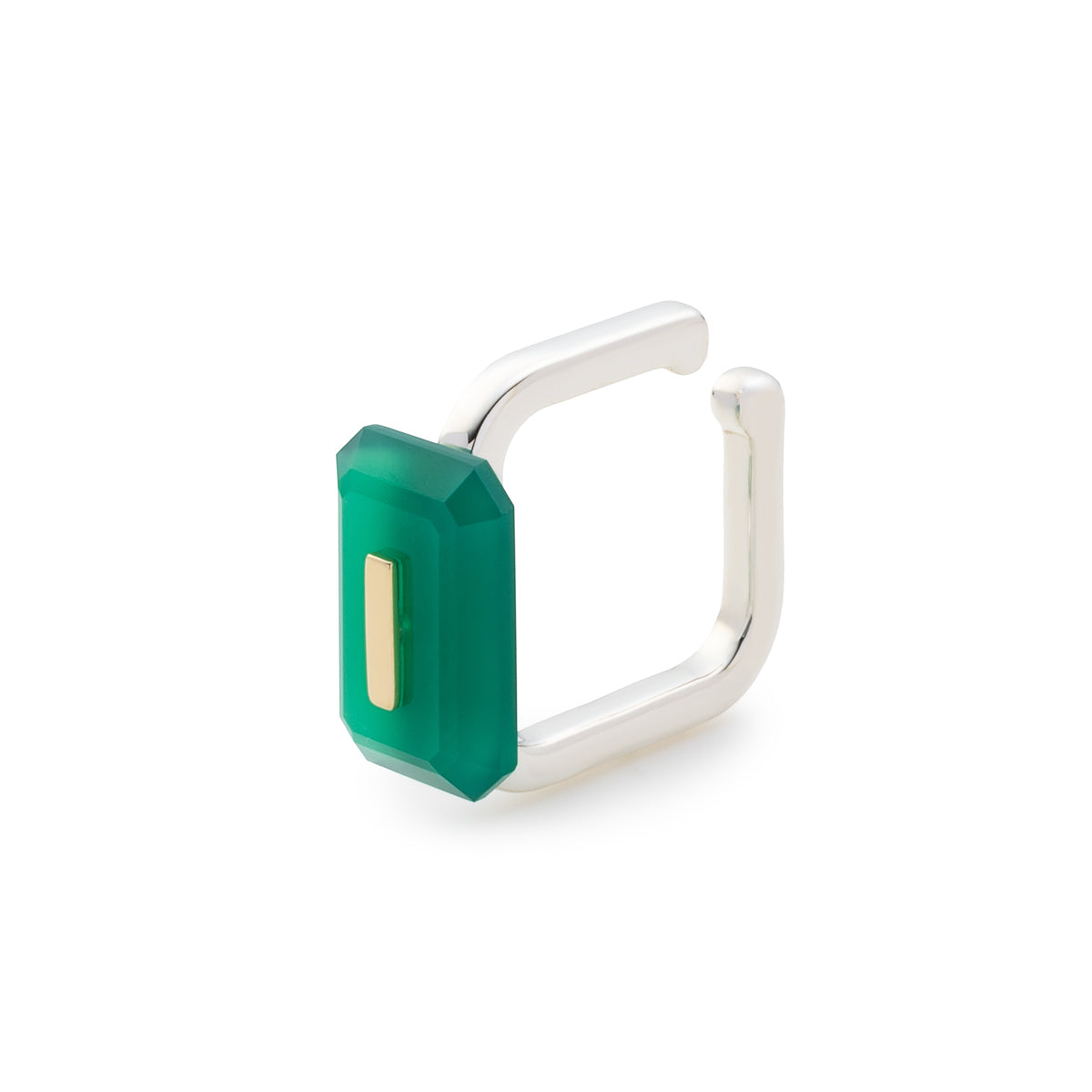 BIRD OF PARADISE Square Ear Cuff, Green Agate