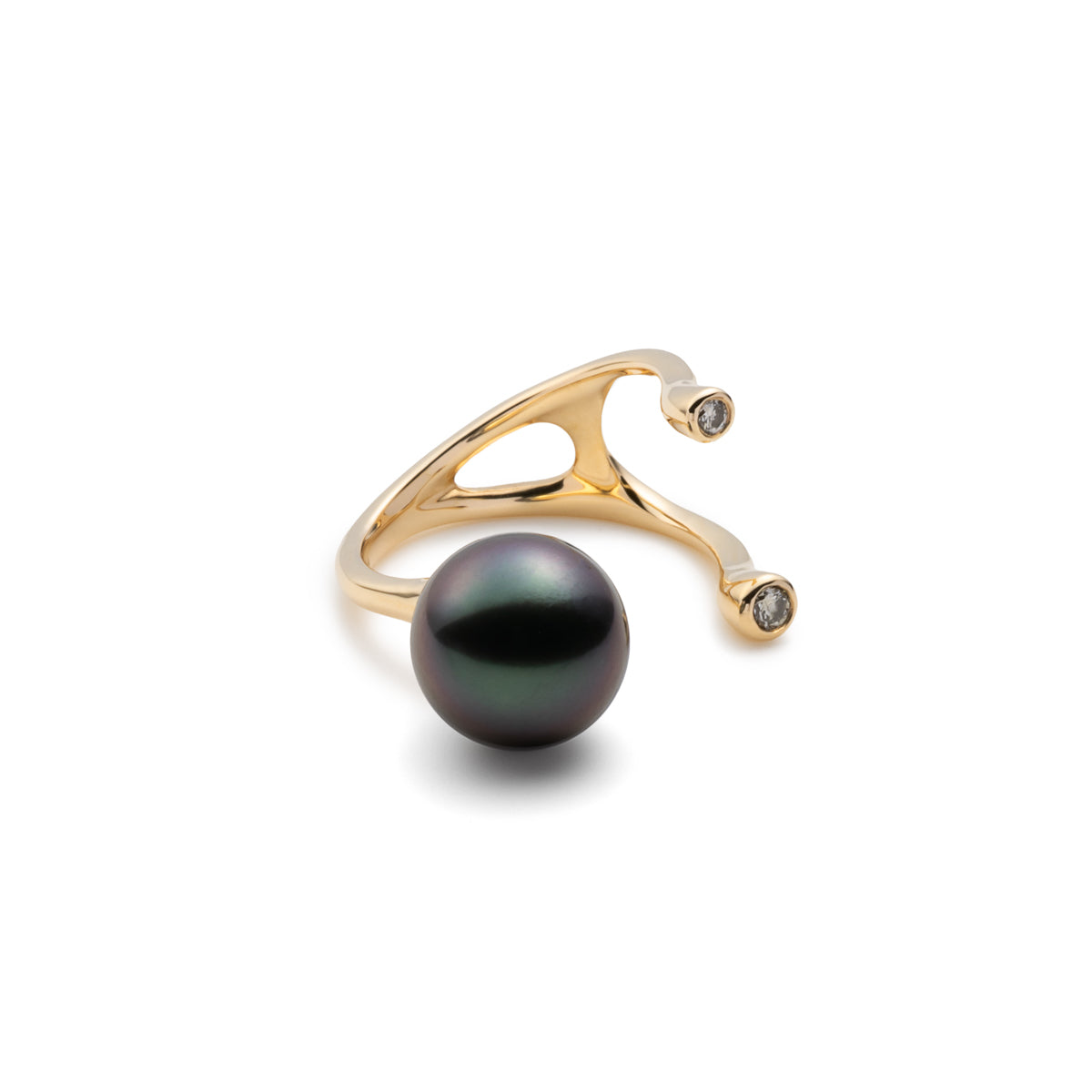 【Made-To-Order】Tahiti Pearl Diamond Cuff Ring