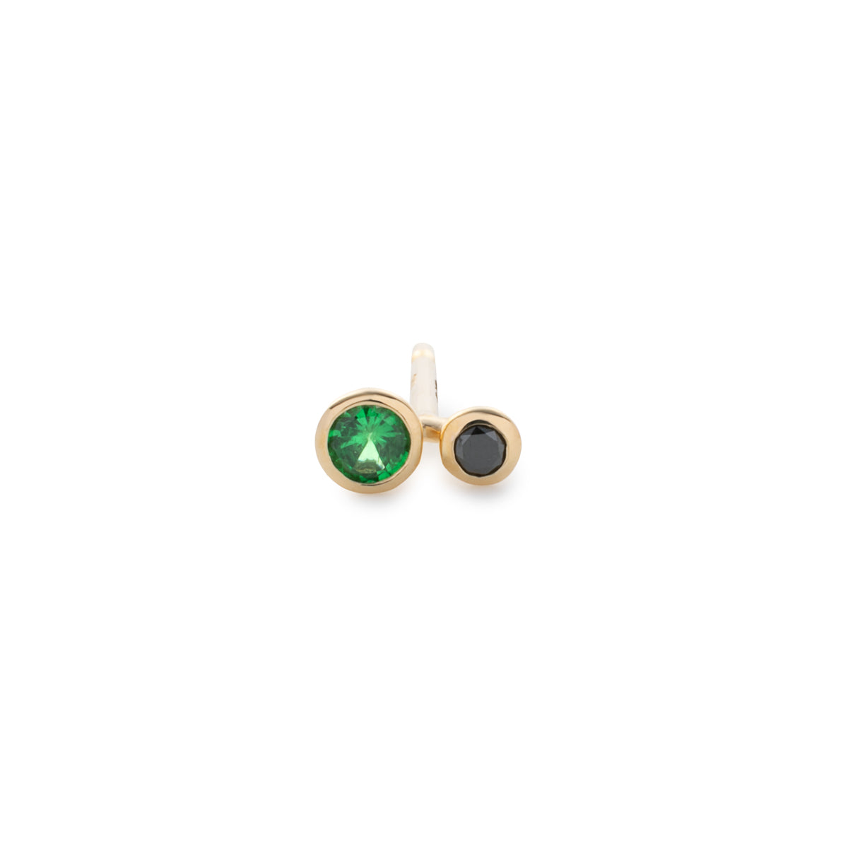 DROSERA Green Garnet and Black Diamond Stud Earring