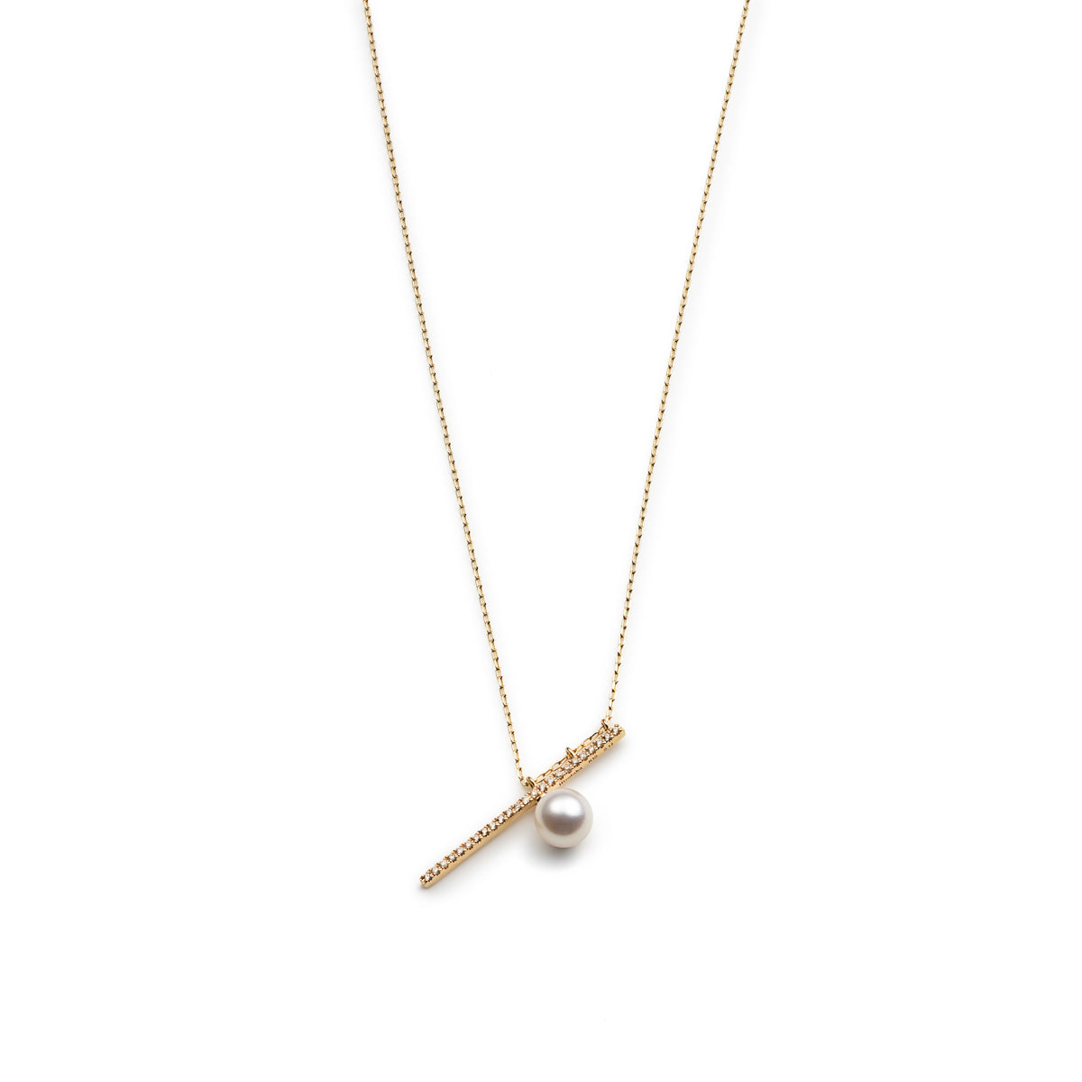 DROSERA Diamond Akoya Pearl Bar Necklace