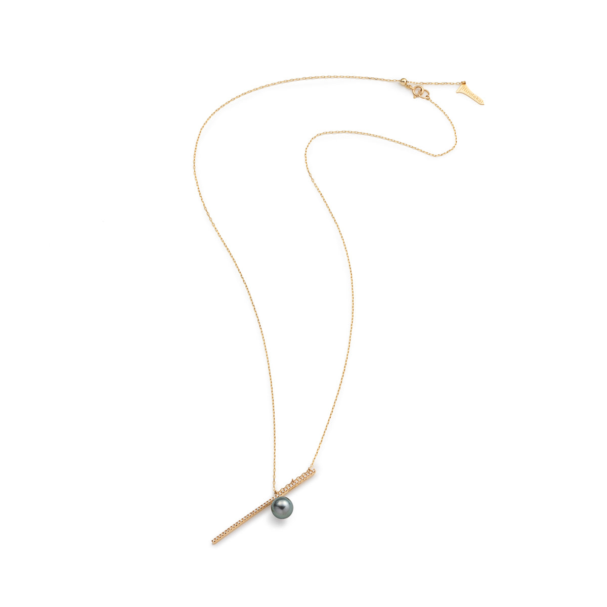 DROSERA Diamond Tahiti Pearl Long Bar Necklace