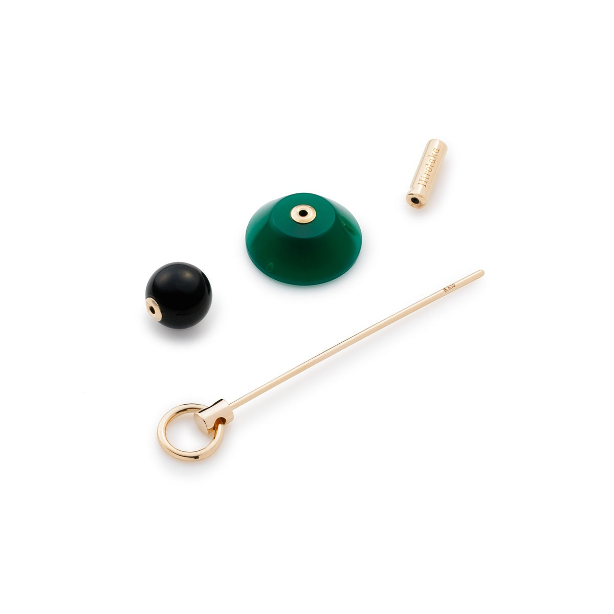 SPEAR Door Knocker Earring Large size, Onyx&Green Agate