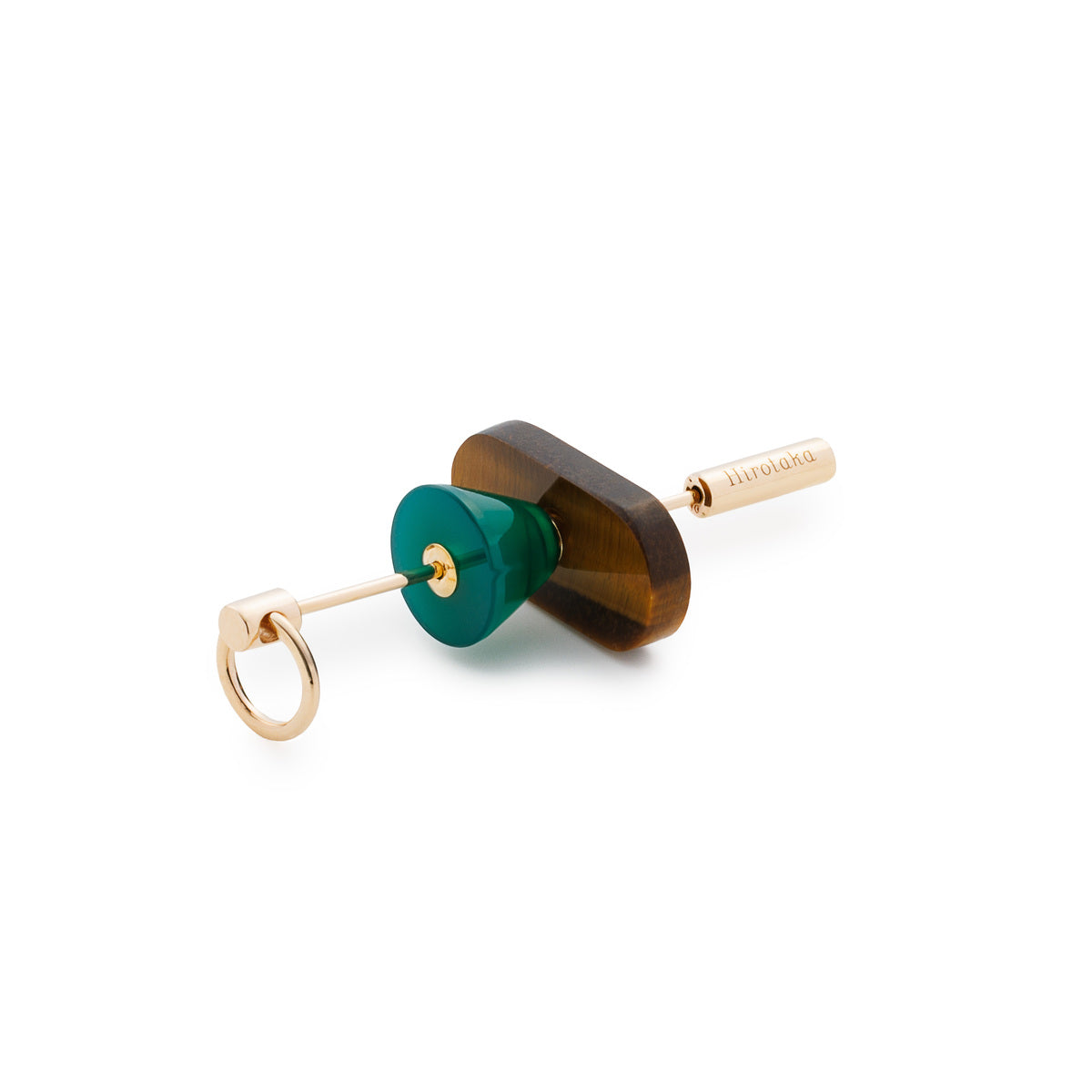 SPEAR Door Knocker Earring Large size, Tiger's Eye &Green Agate
