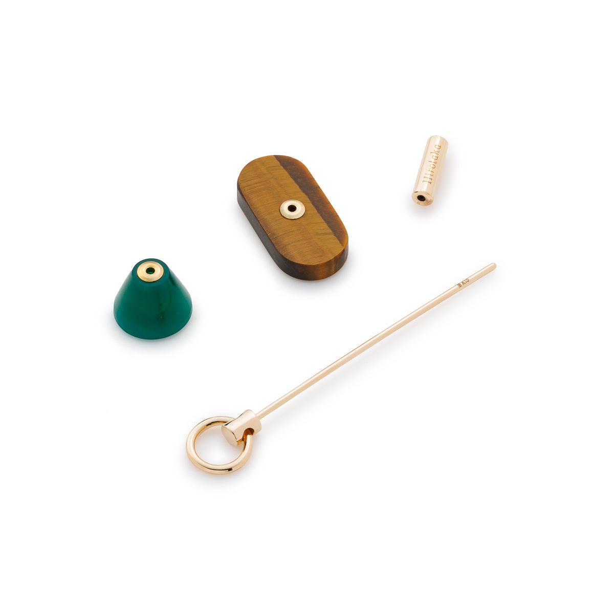 SPEAR Door Knocker Earring Large size, Tiger's Eye &Green Agate