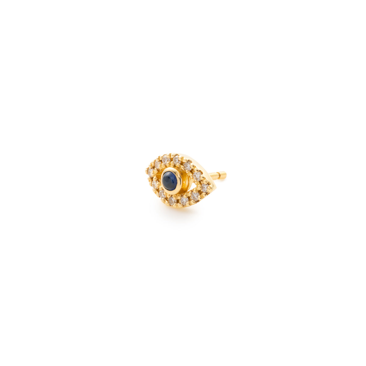 18K EVIL EYE Blue Sapphire Cabochon Diamond Earring