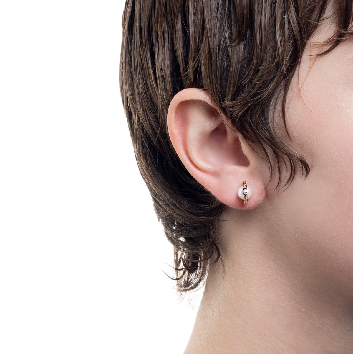 BELUGA Akoya Pearl Diamond Earring Small size Black Ruthenium Plated