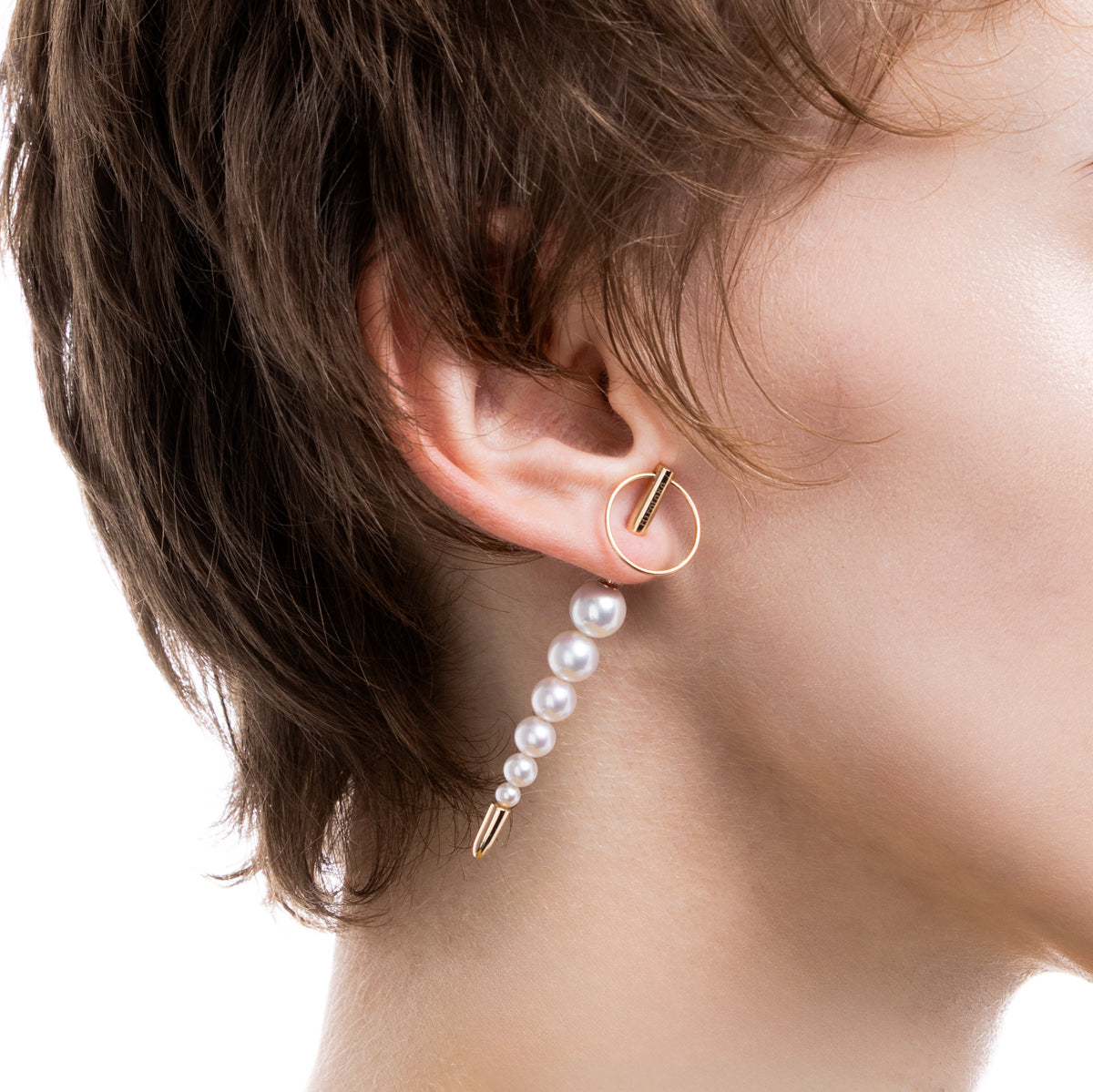 PUNCTURE Back Spear Akoya Pearl Earring Large size