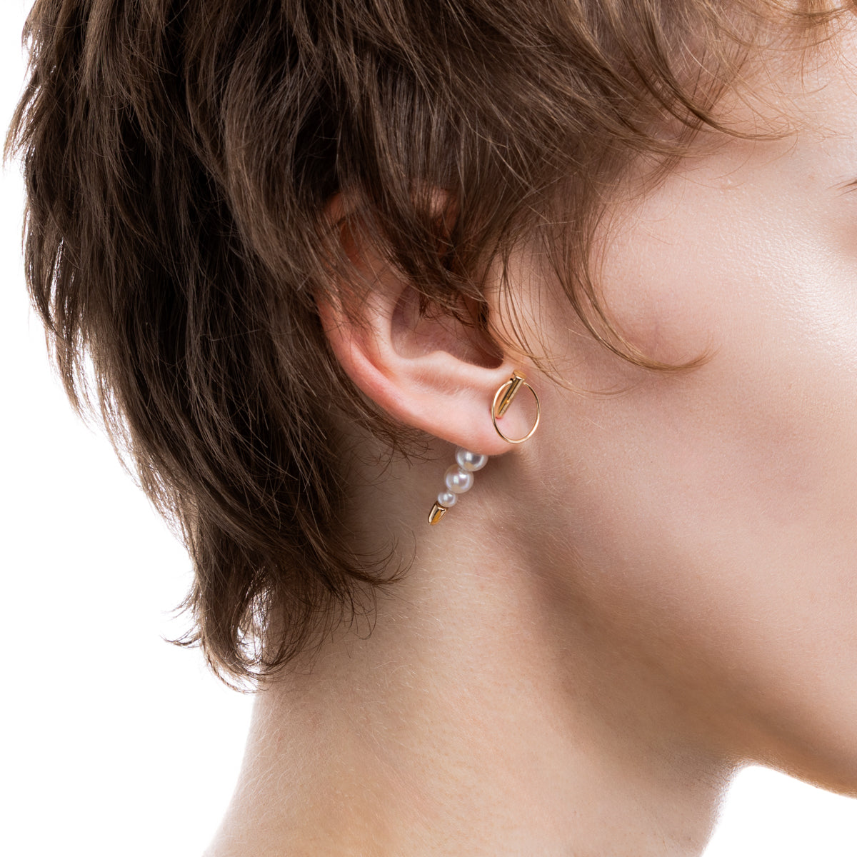 【Made-To-Order】PUNCTURE Back Spear Akoya Pearl Earring Small size