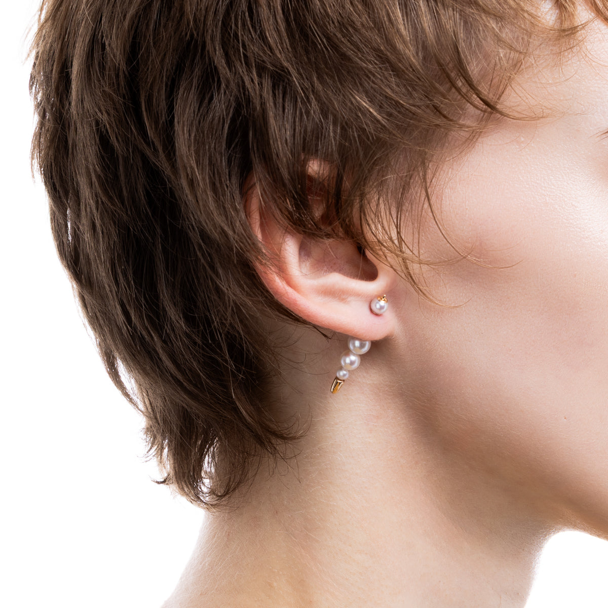 PUNCTURE Back Spear Akoya Pearl Earring Small size
