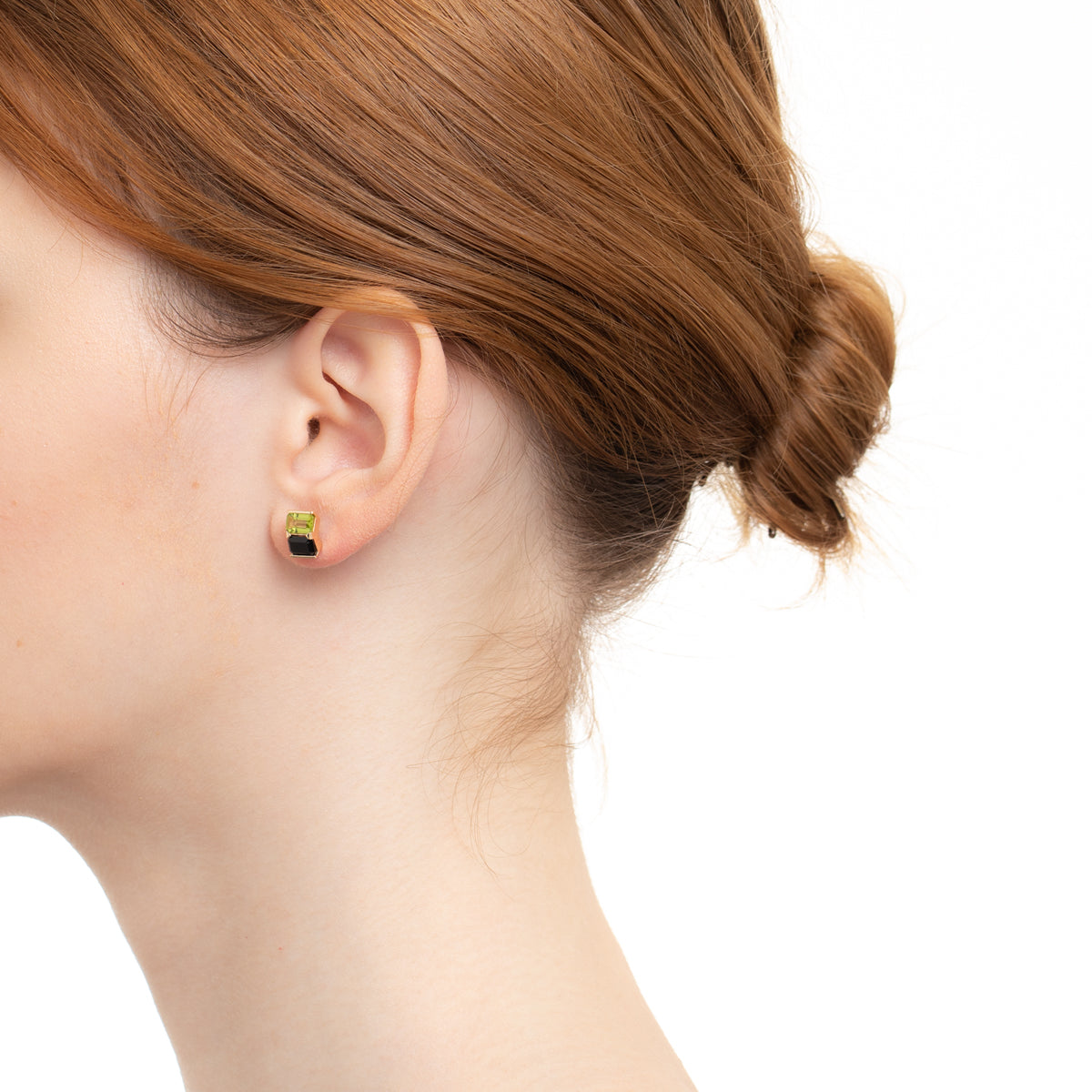 BIRD OF PARADISE Stud Earring Onyx & Peridot