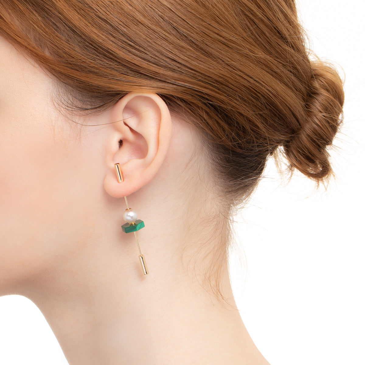 SPEAR Earring, Akoya Pearl & Malachite