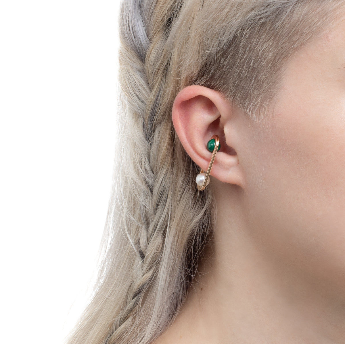 BELUGA Malachite Akoya Pearl Ear Cuff
