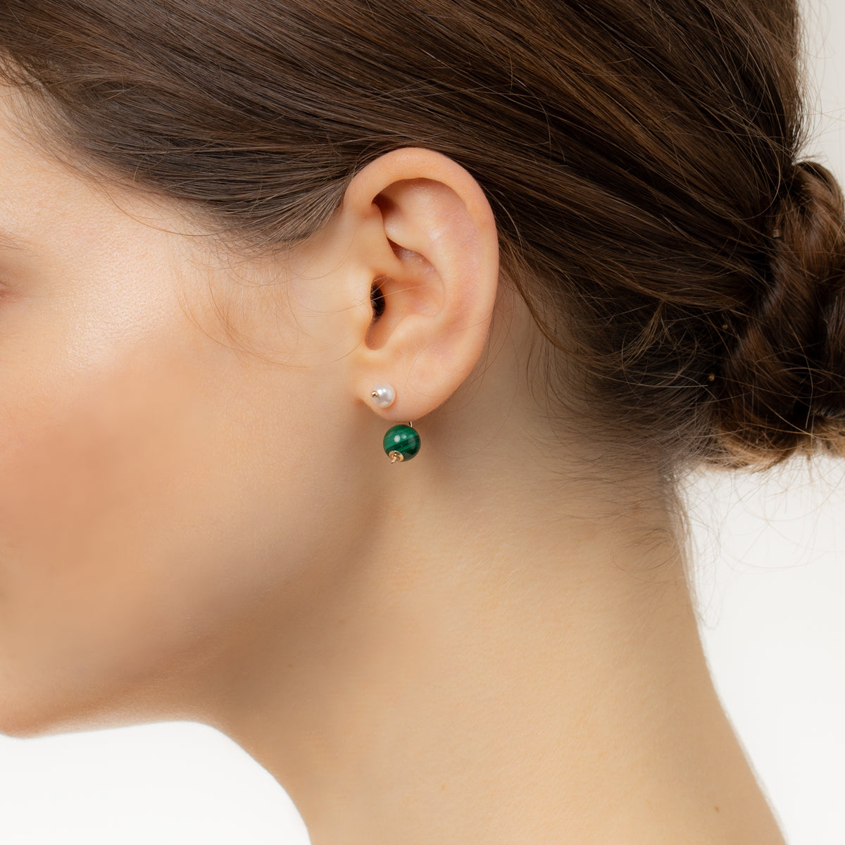 BUMBLE BEE Akoya Pearl Malachite Earring