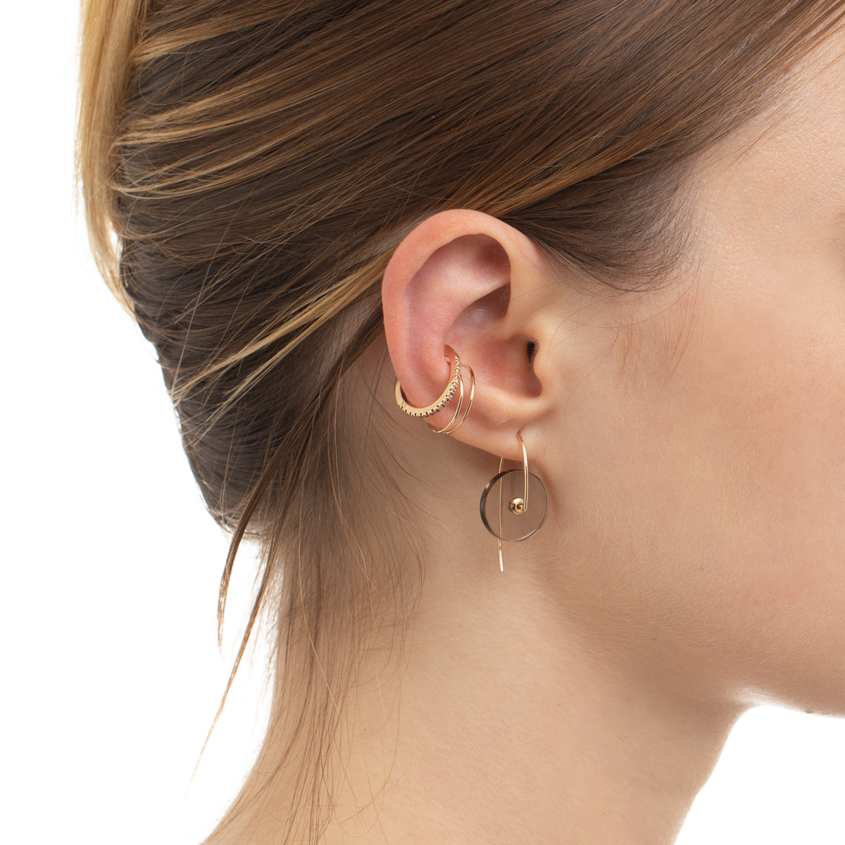 ORBITAL Smoky Quartz Hook Earring Small size