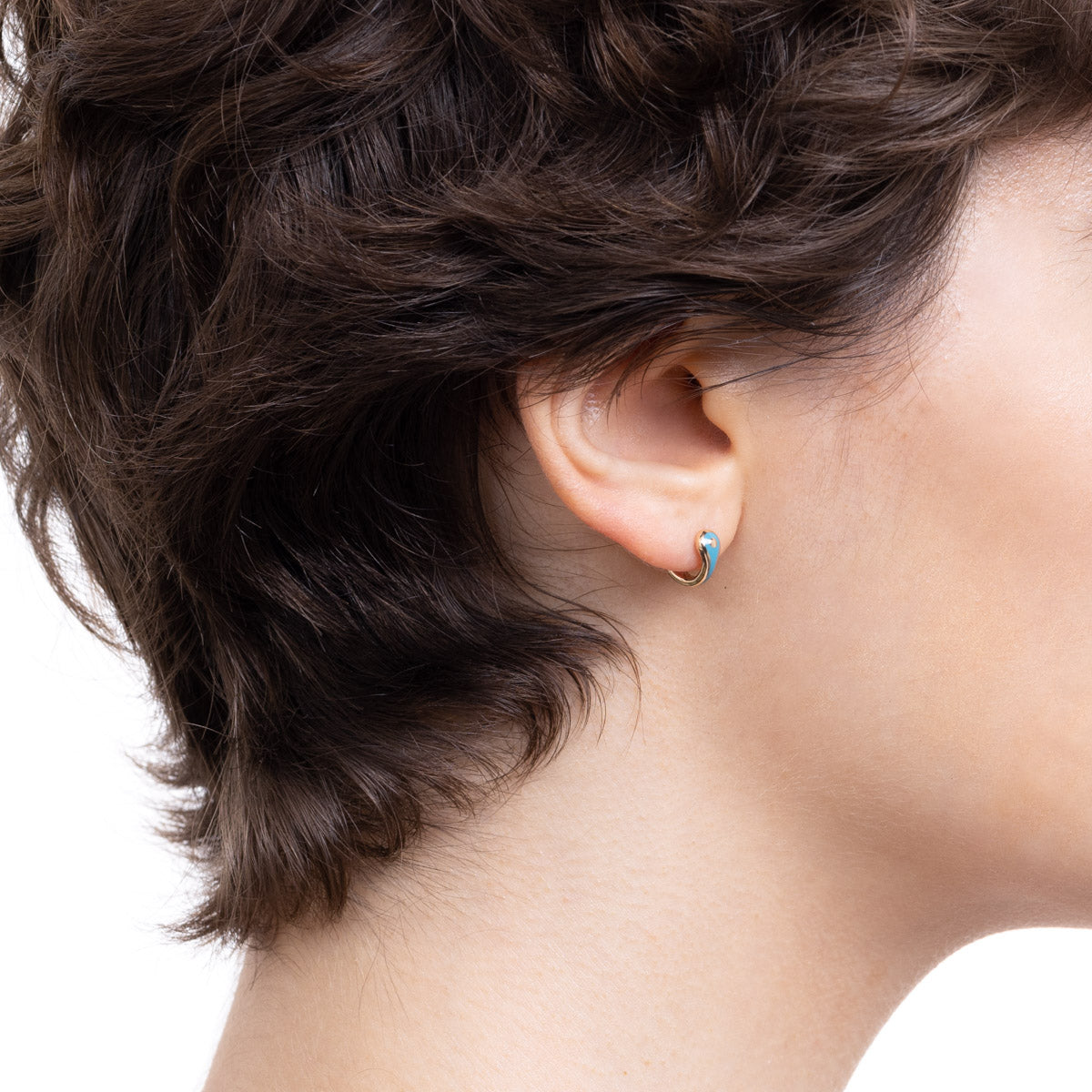 BIRD OF PARADISE Half Hoop Earring in Izmir Blue