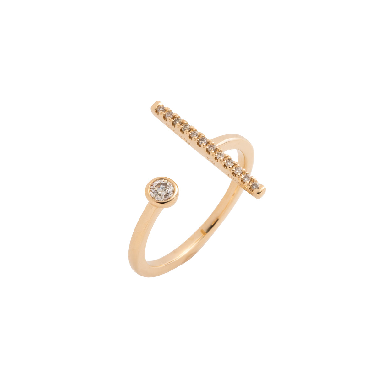 【Made-To-Order】GOSSAMER Diamond Short Bar Cuff Ring