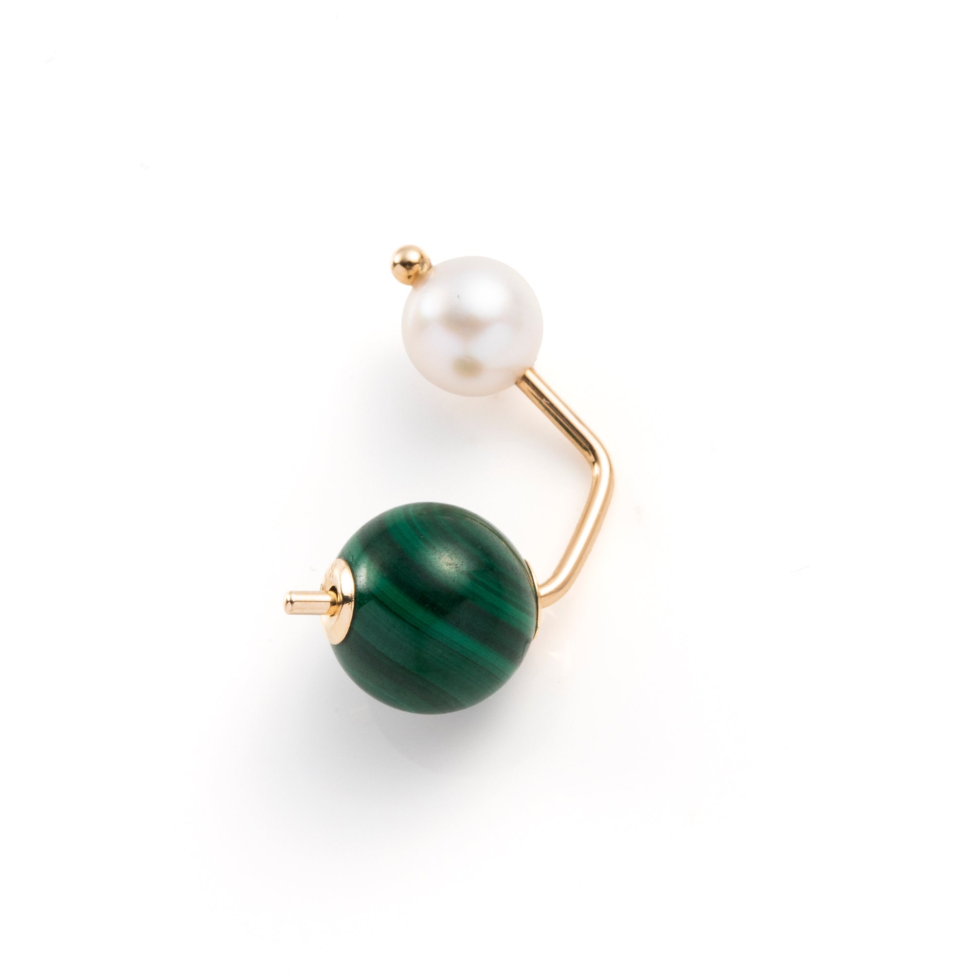 BUMBLE BEE Akoya Pearl Malachite Earring