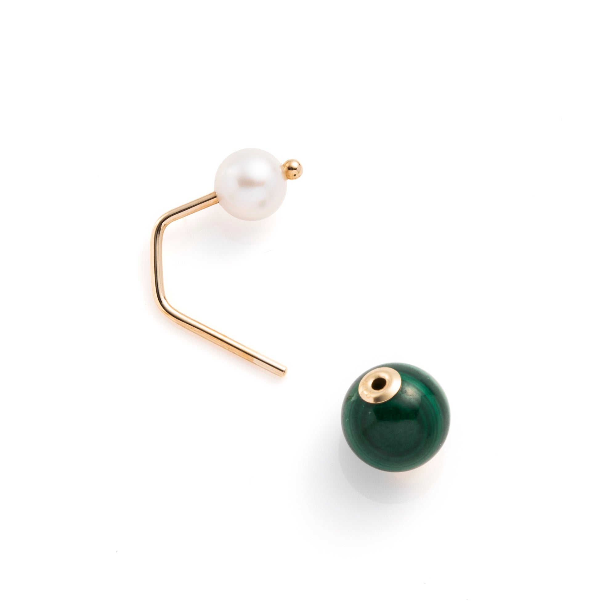 BUMBLE BEE Akoya Pearl Malachite Earring