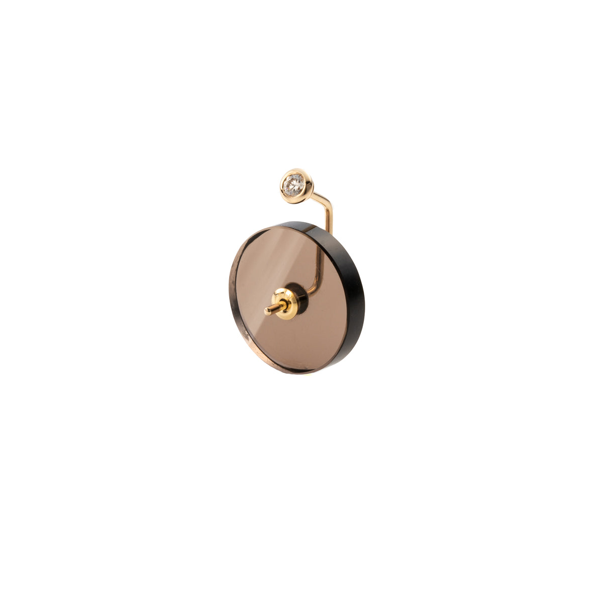 ORBITAL Diamond Earring with Smoky Quartz Back