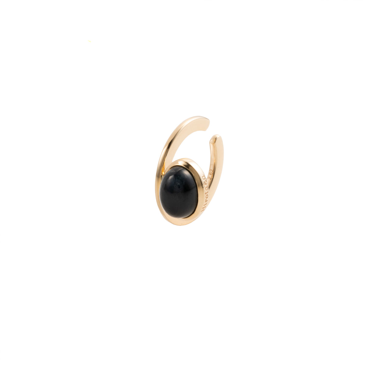 BIRD OF PARADISE Ear Cuff w/ Cabochon Black Sapphire