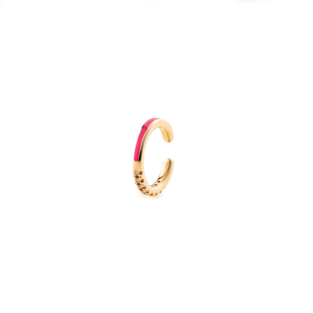 BIRD OF PARADISE Diamond Ear Cuff in Neon Rose