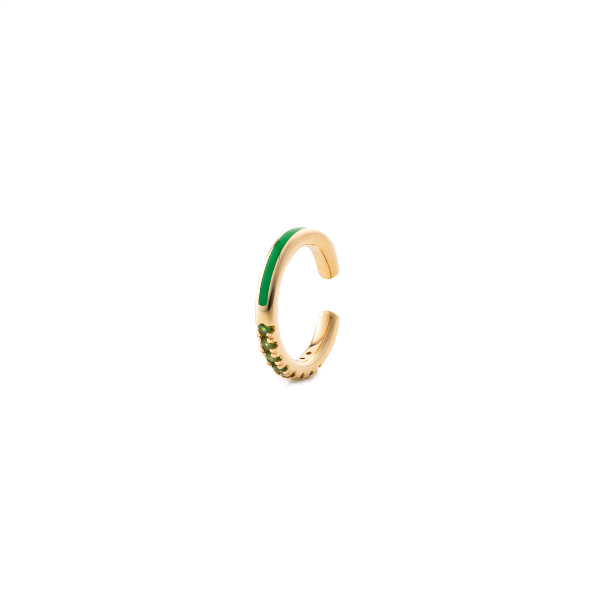 BIRD OF PARADISE Green Garnet Ear Cuff in Chameleon Green