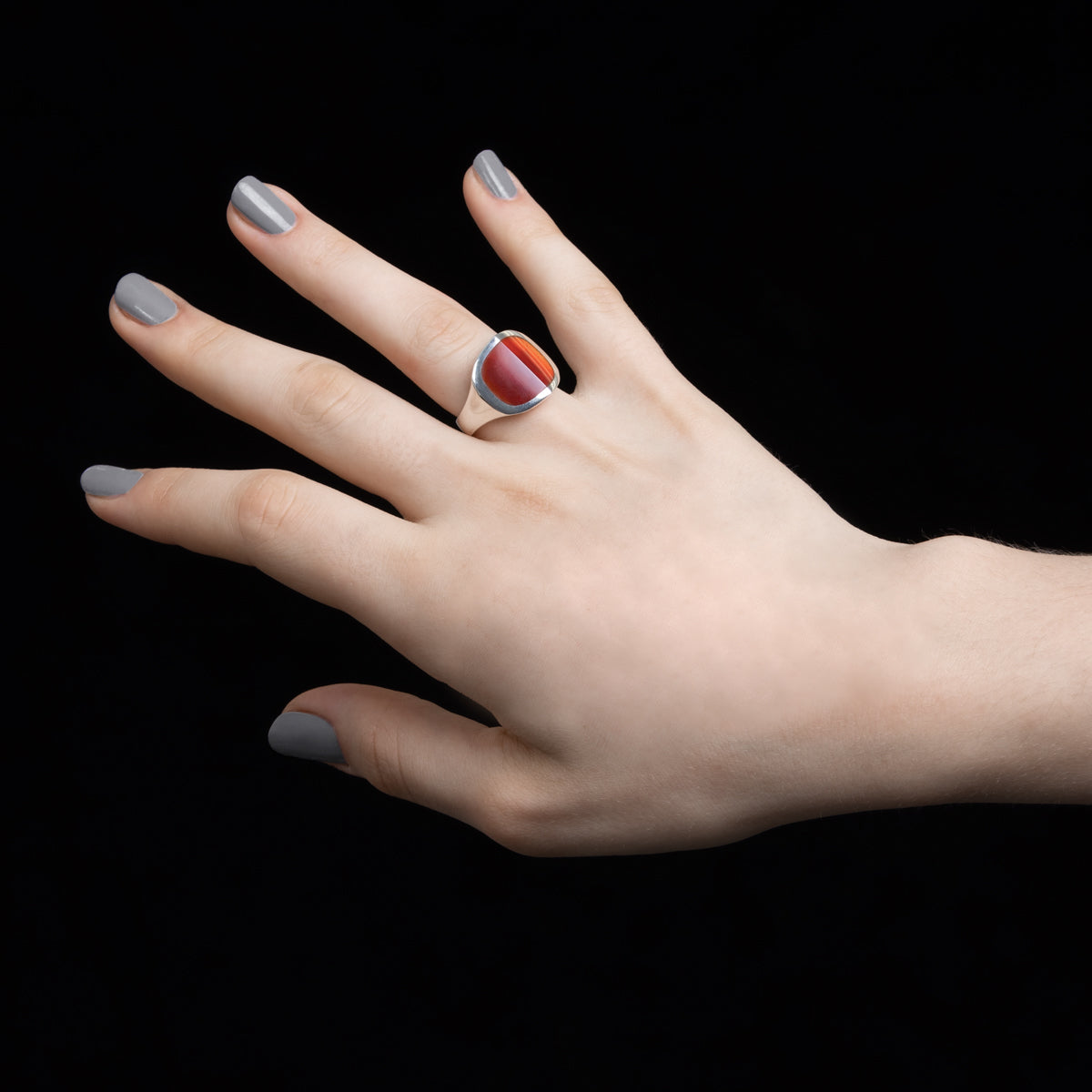 EQUINOX-Pyramid Carnelian Ring Medium size