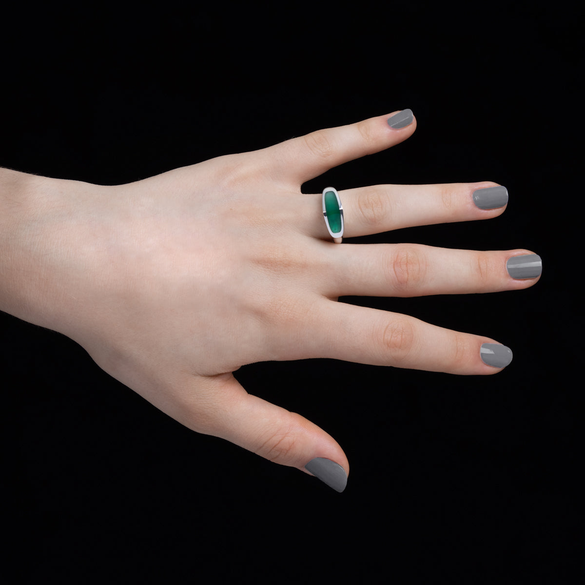 【Made-To-Order】EQUINOX-Pyramid Green Agate Ring