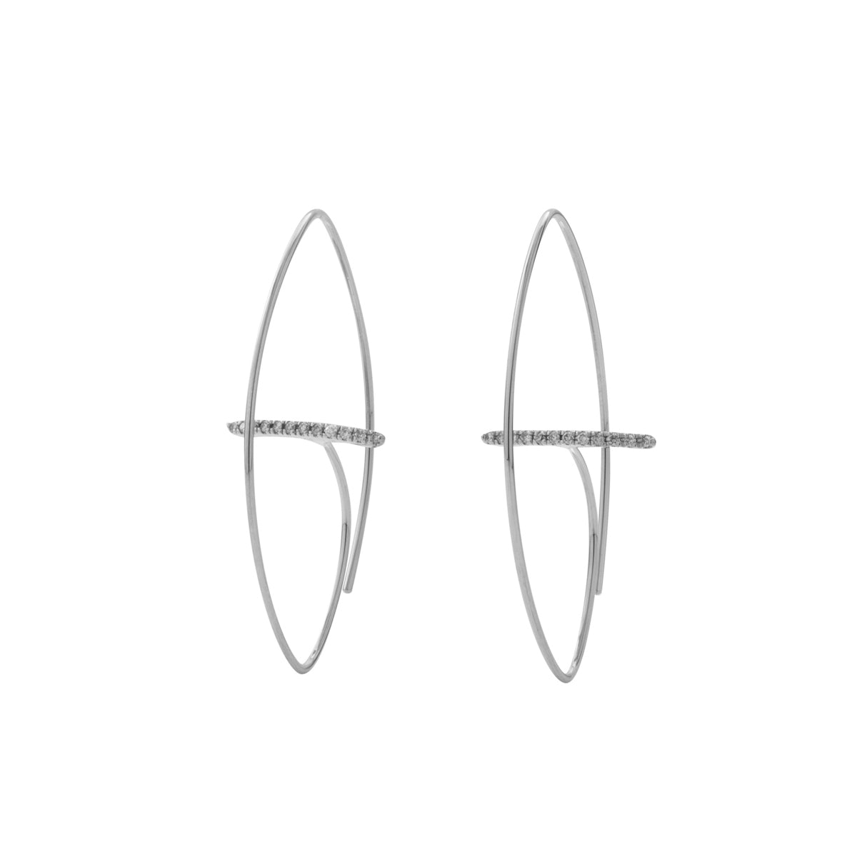 GOSSAMER Diamond Bar Floating Oval Earring Medium size