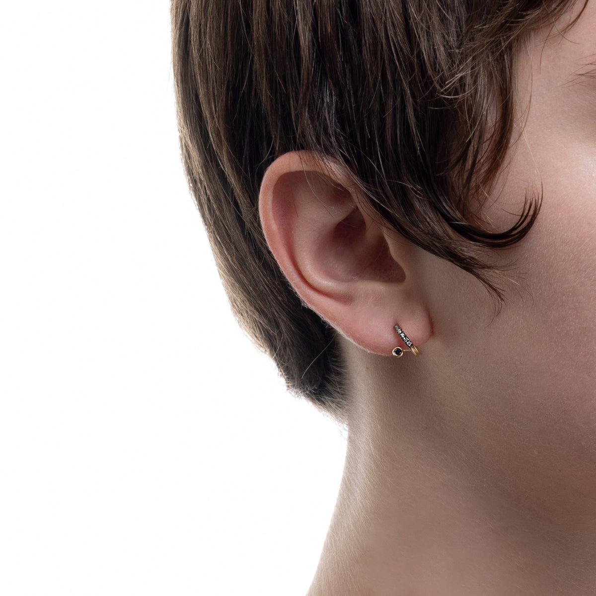 DROSERA Black and White Diamond Earring for Right ear