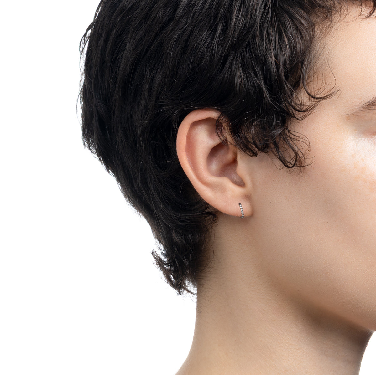 MANHATTAN Diamond Hoop Earring Black Ruthenium Plated