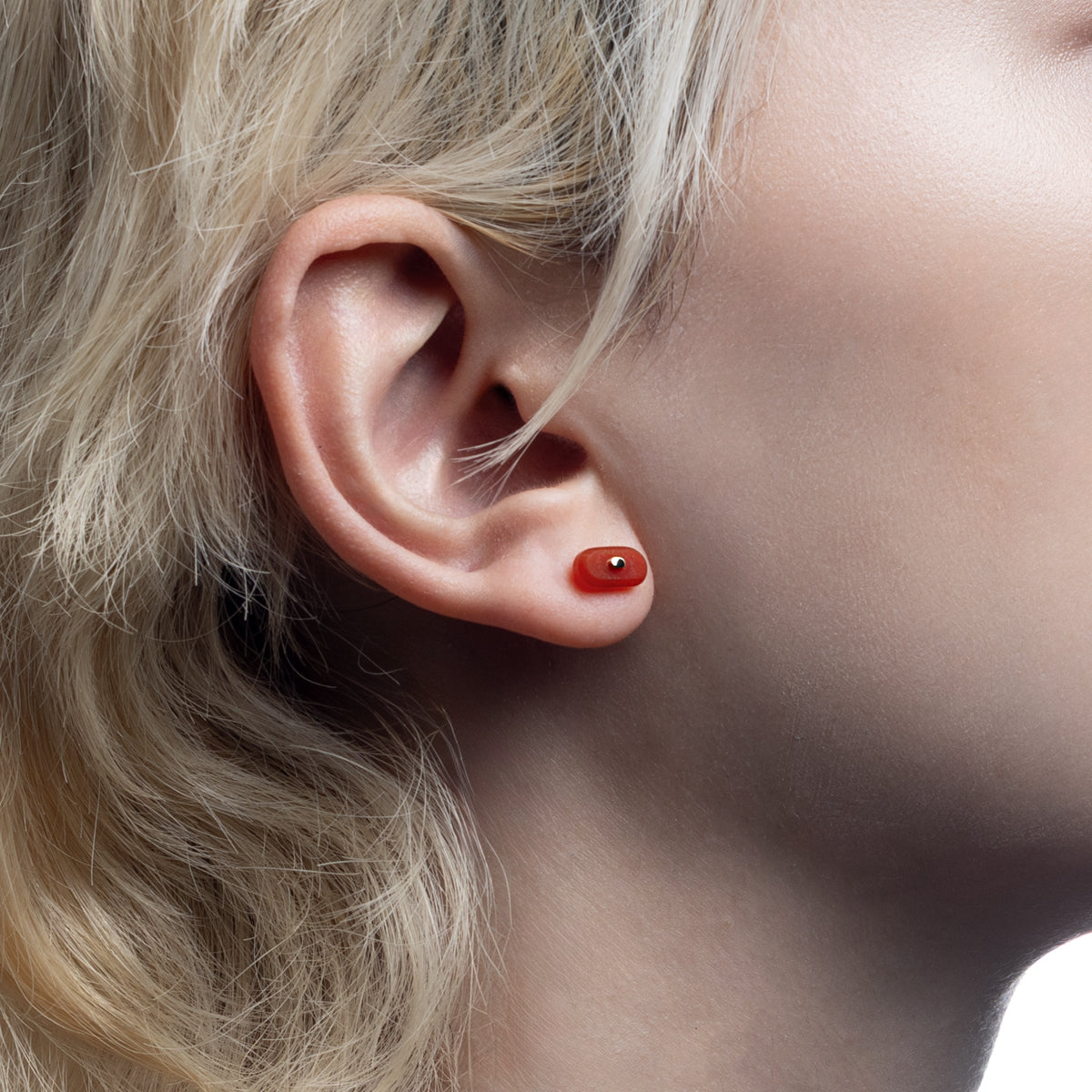 BIRD OF PARADISE Oblong Bird's Eye  Earring, Carnelian Smorky Quartz