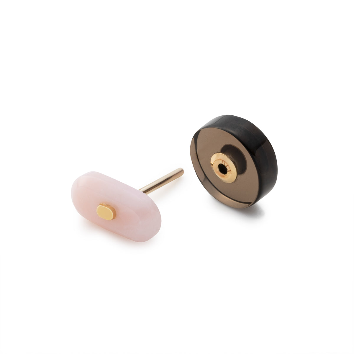 BIRD OF PARADISE Oblong Bird's Eye  Earring, Pink Opal Smorky Quartz