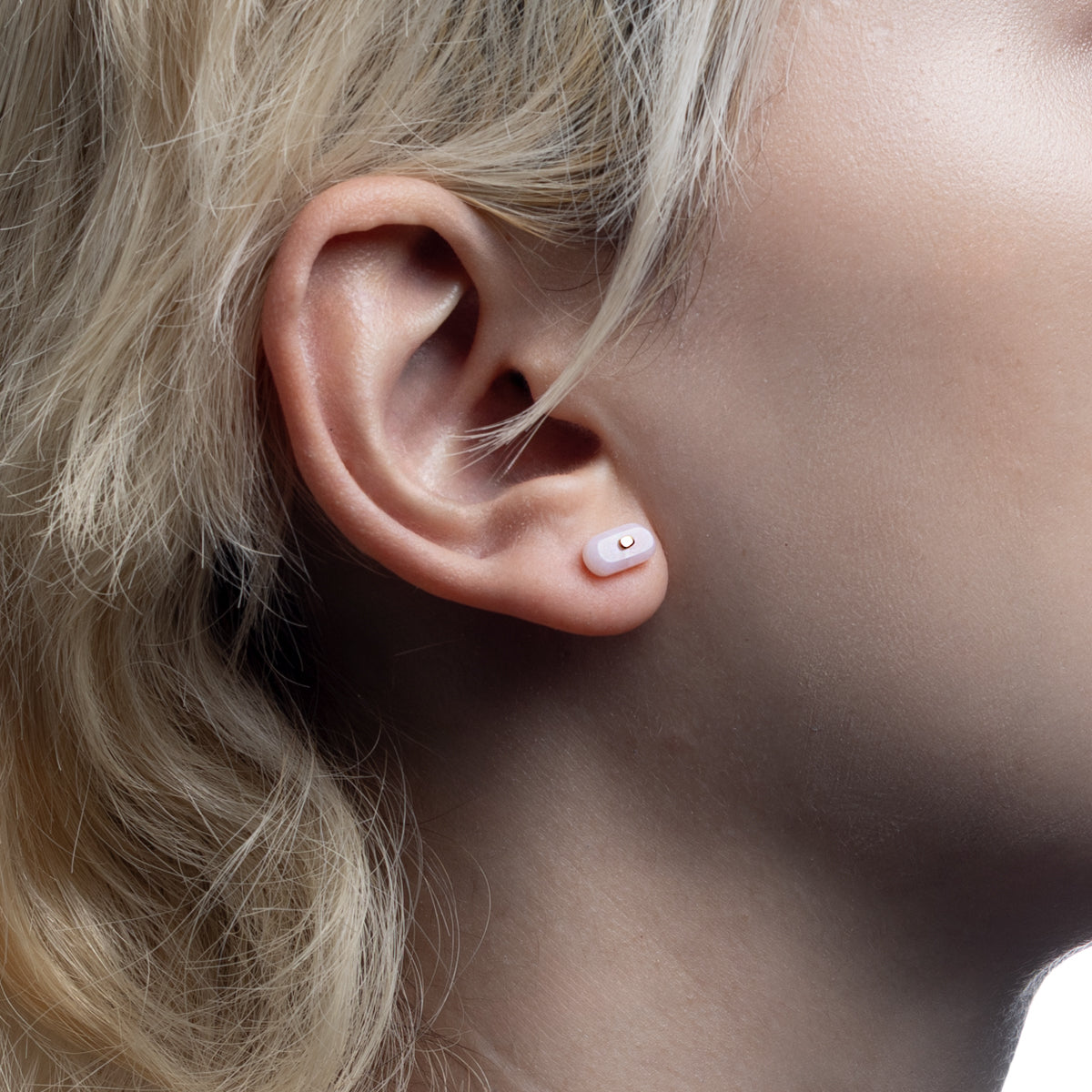 BIRD OF PARADISE Oblong Bird's Eye  Earring, Pink Opal Smorky Quartz